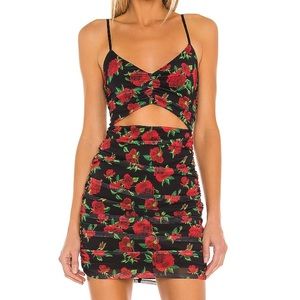 Revolve NBD Juli Mini Dress in Black & Red Floral